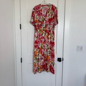 Indigo Rose Floral Maxi Dress NWT